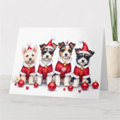 Biewer Terrier Christmas Dress Santa Hat カード (正面)