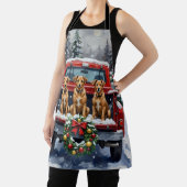 Biewer Terrier Christmas Red Truck Holiday エプロン (インサイチュ)