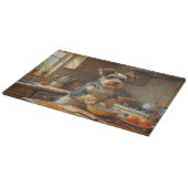 Biewer Terrier Cooking in Kitchen カッティングボード (角)