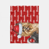 Biewer Terrier Dogの名前クリスマスホリデー フリースブランケット (正面)