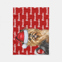 Biewer Terrier Dogの名前クリスマスホリデー フリースブランケット