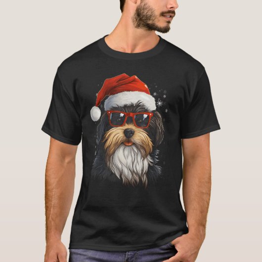 Biewer Terrier Dog Christmas Graphic Tees 男性へ Tシャツ (正面)