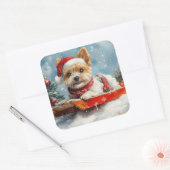Biewer Terrier Dog in Sledge Let it Snow Christmas スクエアシール (封筒)