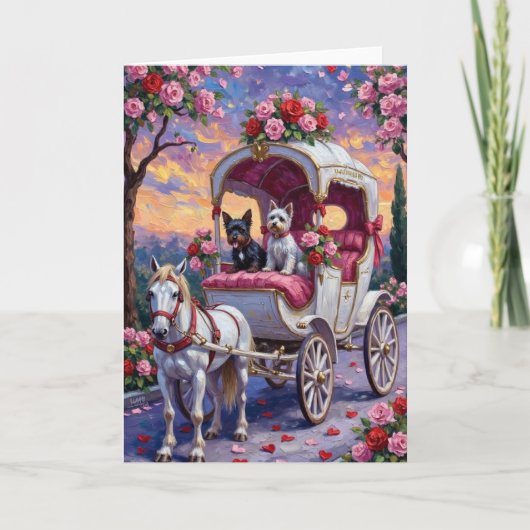 Biewer Terrier Dog Valentine's Day カード (正面)