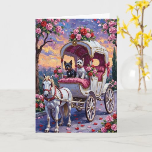 Biewer Terrier Dog Valentine's Day カード (黄色い花)