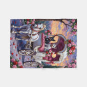 Biewer Terrier Dog Valentine's Day フリースブランケット (正面(横))