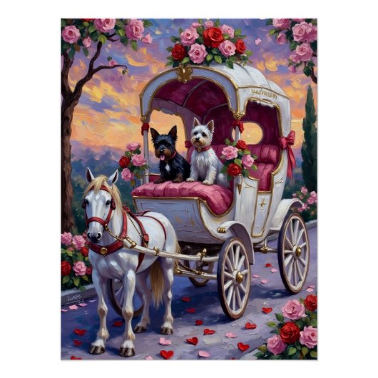 Biewer Terrier Dog Valentine's Day ポスター (正面)