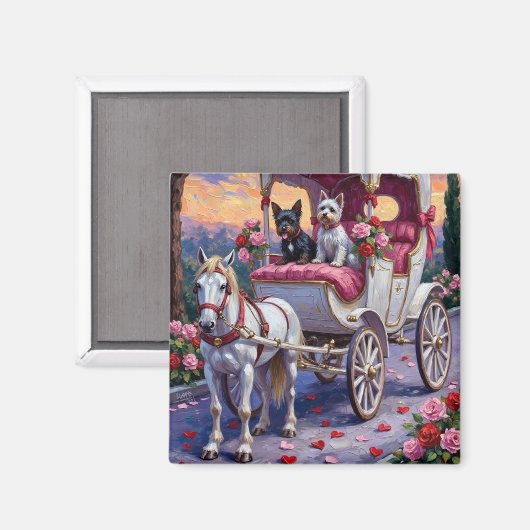 Biewer Terrier Dog Valentine's Day マグネット (正面/裏面)