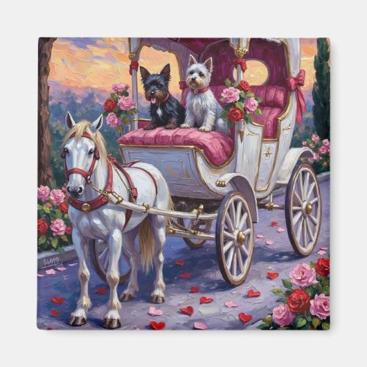 Biewer Terrier Dog Valentine's Day マグネット (正面)