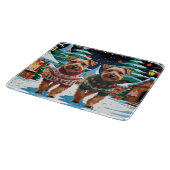 Biewer Terrier Dogs Christmas Snow Holiday カッティングボード (角)