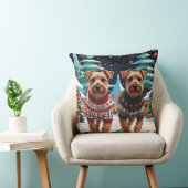 Biewer Terrier Dogs Christmas Snow Holiday クッション (椅子)