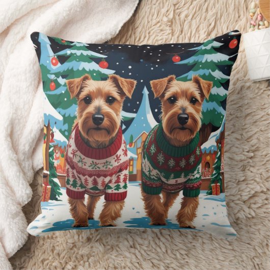 Biewer Terrier Dogs Christmas Snow Holiday クッション (ブランケット)