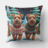 Biewer Terrier Dogs Christmas Snow Holiday クッション (裏面)