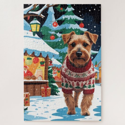 Biewer Terrier Dogs Christmas Snow Holiday ジグソーパズル (縦)