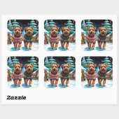 Biewer Terrier Dogs Christmas Snow Holiday スクエアシール (シート)