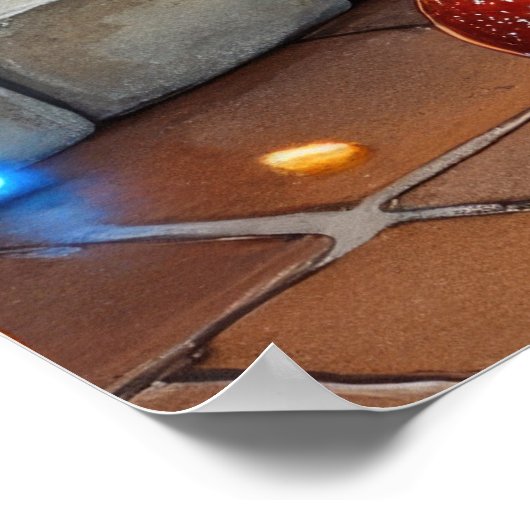 Biewer Terrier Fireplace with Christmas Lights ポスター (角)