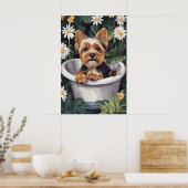 Biewer Terrier In Bathtub Poster, Funny Dog ポスター (キッチン)