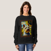 Biewer Terrier Painting Sunflower Flower Mom Women スウェットシャツ (正面フル)