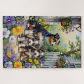 Biewer Terrier Pansy Garden Art ジグソーパズル (横)