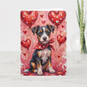 Biewer Terrier Valentine’s Day Dog with Hearts Red カード (正面)