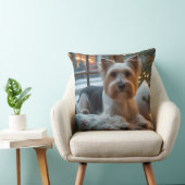 Biewer Terrier With Christmas Lights Holiday クッション (椅子)