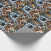 Biewer Terrier With Christmas Lights Holiday ラッピングペーパー (角)