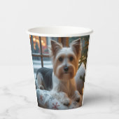 Biewer Terrier With Christmas Lights Holiday 紙コップ (裏面)