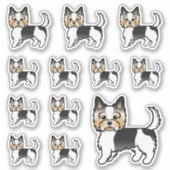 Biewer Terrier Yorkshire Terrierかわいい漫画の犬 シール (正面)