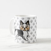 Biewer Yorkshire Terrier Cartoon Dog & Paws コーヒーマグカップ (正面左)