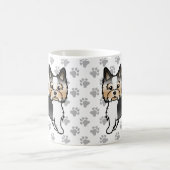 Biewer Yorkshire Terrier Cartoon Dog & Paws コーヒーマグカップ (中央)