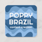 BIGはっきりしたレトロ曲線波ストライプ線カッコいい青 スクエア名刺 (正面)