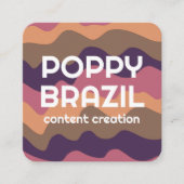 BIGはっきりしたレトロ曲線波状ストライプ金ゴールドピンク スクエア名刺 (正面)