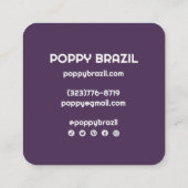 BIGはっきりしたレトロ曲線波状ストライプ金ゴールドピンク スクエア名刺 (裏面)