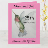 BIG25周年記念ママパパすべてのハミングバード カード (黄色い花)