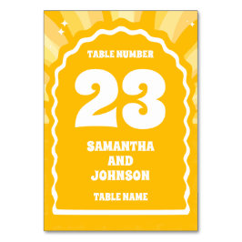 BIG はっきりした Sunshine Yellow Wavy Arch結婚's テーブルナンバー