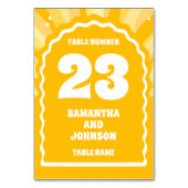 BIG はっきりした Sunshine Yellow Wavy Arch結婚's テーブルナンバー (裏面)