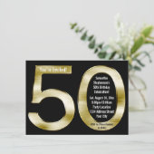 Big 5-0 Metallic-Look金ゴールド50th誕生日パーティー 招待状 (スタンド正面)