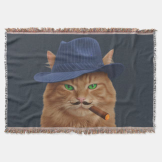 Big Al "The Paw-Father" Cat Woven Throw Blanket スローブランケット