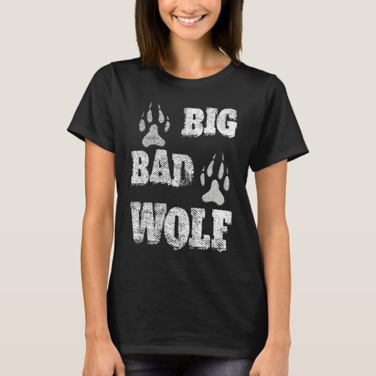 BIG and evil wolf disstressed paw print Tシャツ (正面)