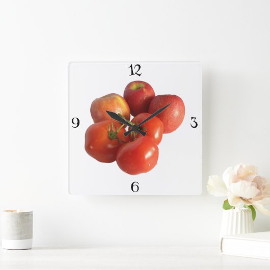 Big Apples and Tomatoes Wall Clock スクエア壁時計 (ホーム)