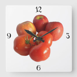 Big Apples and Tomatoes Wall Clock スクエア壁時計