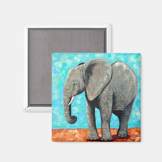 Big Baby Elephant Painting  マグネット (正面/裏面)