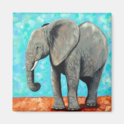Big Baby Elephant Painting  マグネット (正面)
