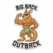 Big Back Outback – Funny Kangaroo Gym Workout, シール (正面)