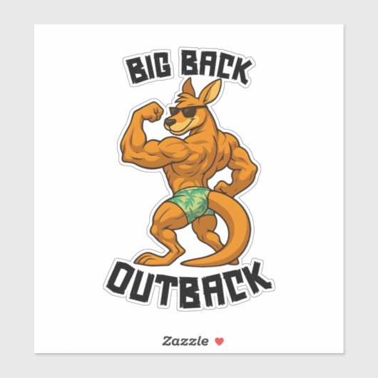 Big Back Outback – Funny Kangaroo Gym Workout, シール (シート)