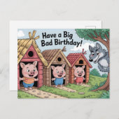 BIG BAD BIRTHDAY: Humorous Greeting Illustratation ポストカード (正面/裏面)