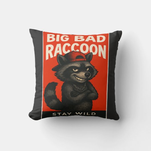 Big Bad Raccoon – Funny Wild Animal クッション (正面)