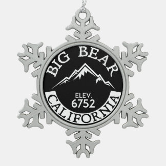 big Bear湖カリフォルニアスキースキーハイキング スノーフレークピューターオーナメント