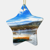 big Bear湖、カリフォルニアの雪のボート セラミックオーナメント (左)