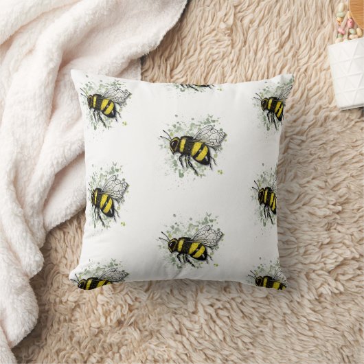 Big Beautiful Bumble BEE, Digital Drawing クッション (ブランケット)